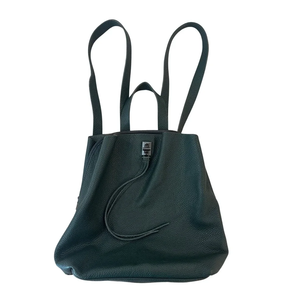 Rebecca‎ Minkoff Darren Signature Leather Backpack Bottle Green Gunmetal